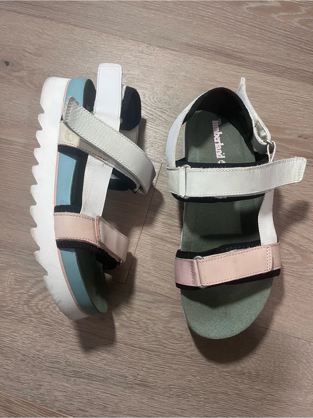 Timberland Santa Monica Sunrise Sporty Sandals Pastel Pink Green White Size 8.5